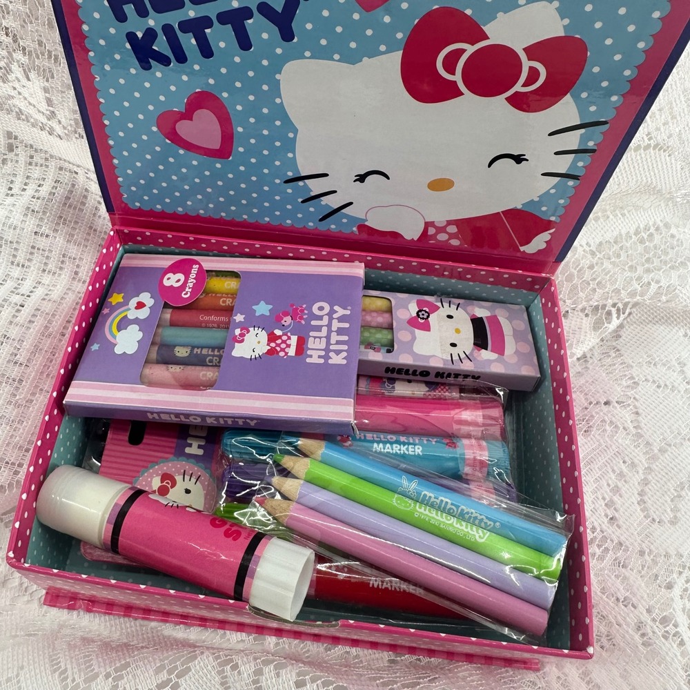 Sanrio Hello Kitty Random Art Pink 2011 Markers Crayons Erasers Bx Y2K Nostalgia